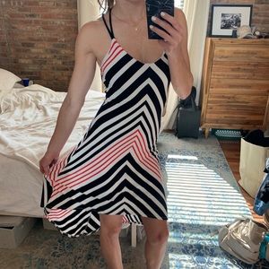 Red black and white Bebe High low dress